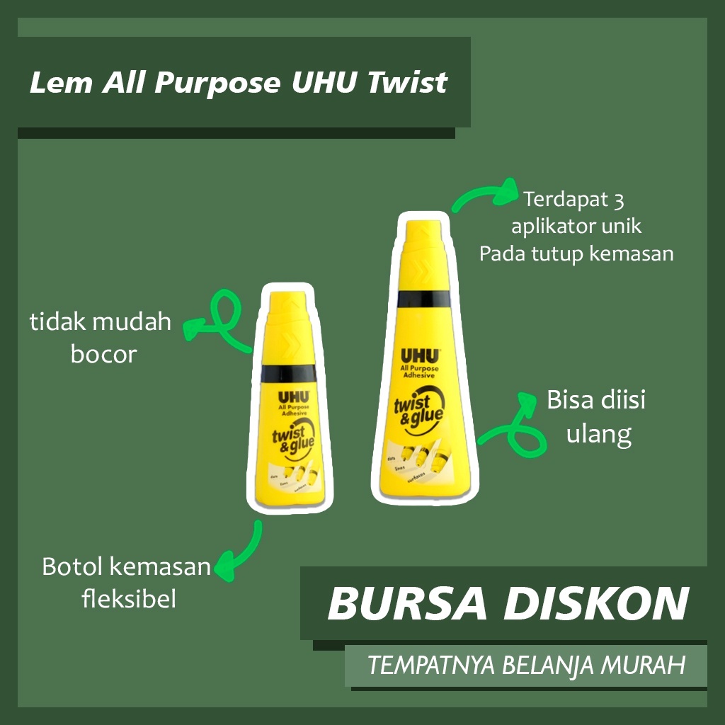 

Lem All Purpose UHU Twist / Putar Perekat Serbaguna Kuning