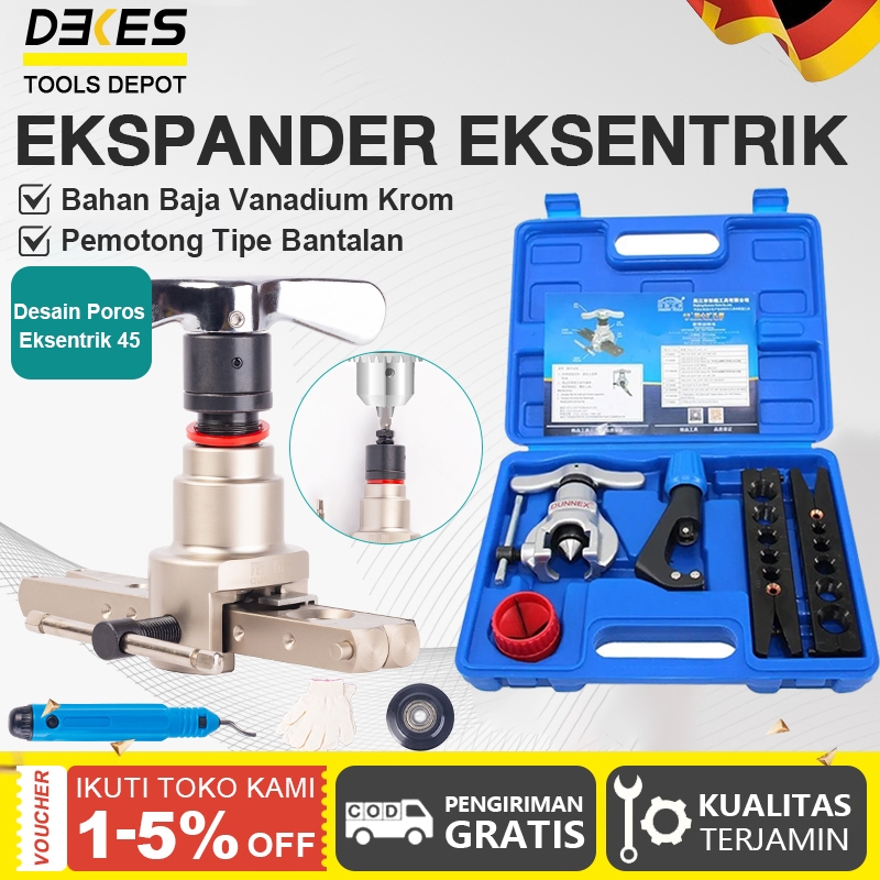 DEKES Eksentrik Flaring Pipa AC Universal Metrik dan Imperial Set Alat Perbaikan Tembaga dan Alumini