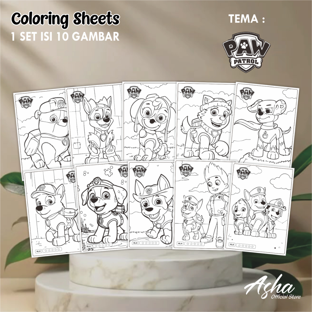 

KERTAS GAMBAR UNTUK ANAK - LEMBAR MEWARNAI ANAK 1 SET ISI 10 GAMBAR PAW PATROL UKURAN A3