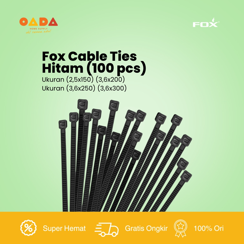 

(Isi 100 pcs) FOX Cable Ties Warna Hitam Tebal Kabel Pengait Paket