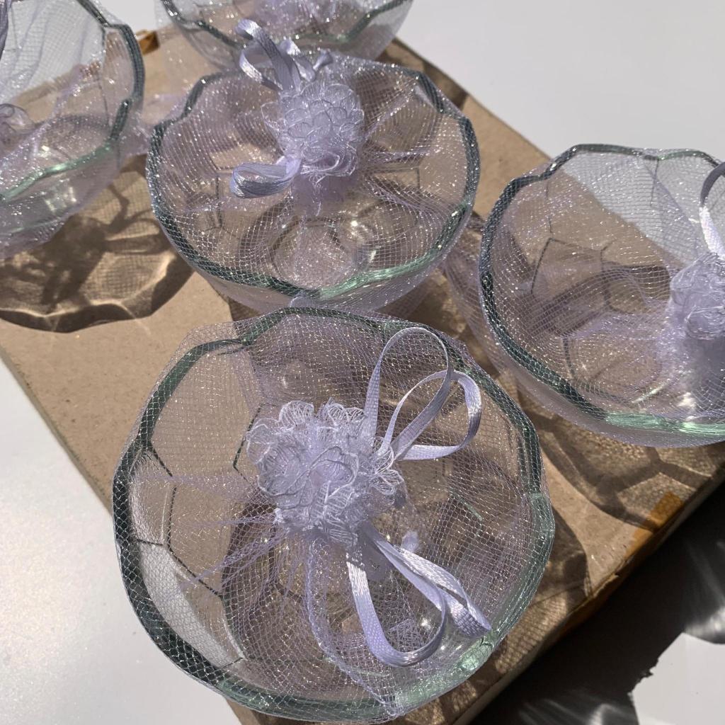 100 Pcs Souvenir Mangkok Bola Kaca Kemas Kain Tile / Souvenir Pernikahan / Souvenir Lahiran