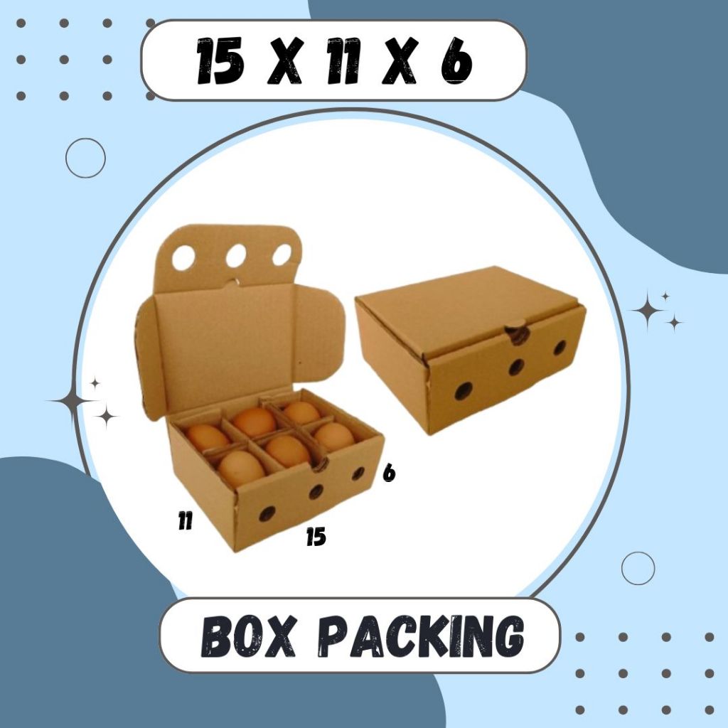 

Box telur 15x11x6 LD Kardus Telur isi 6 Packing Kotak Dus Telur Asin Tray Endog Endok Kardus Balap