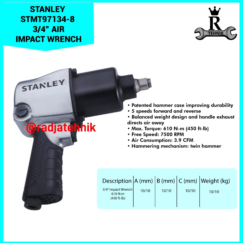 STANLEY  STMT97134 Air Impact Wrench  Air Impact Wrench 8 3/4”  Alat Kunci Shock  Alat Tukang Serbag