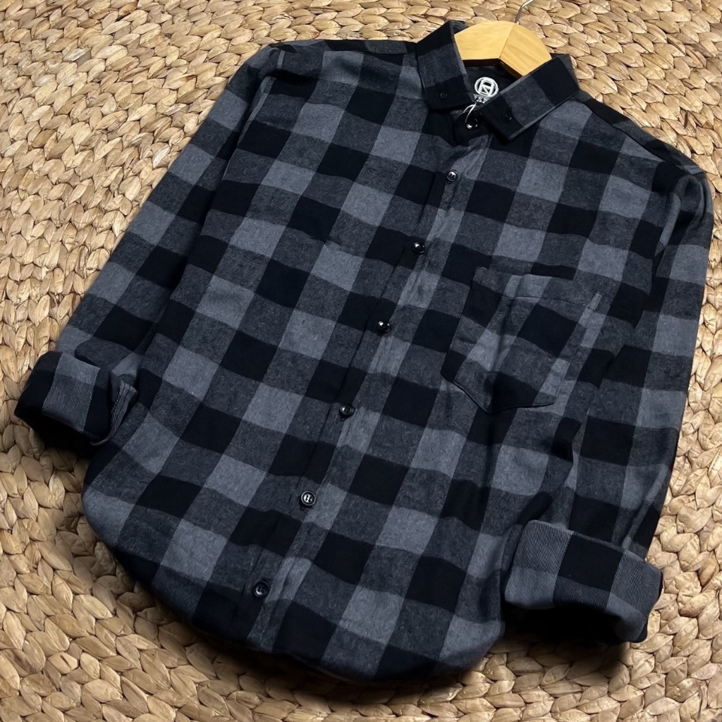 KEMEJA FLANEL PRIA WANITA | TARTAN KOTAK - KOTAK OVERSIZED | BEST SELLER COD | KOTAK ABU