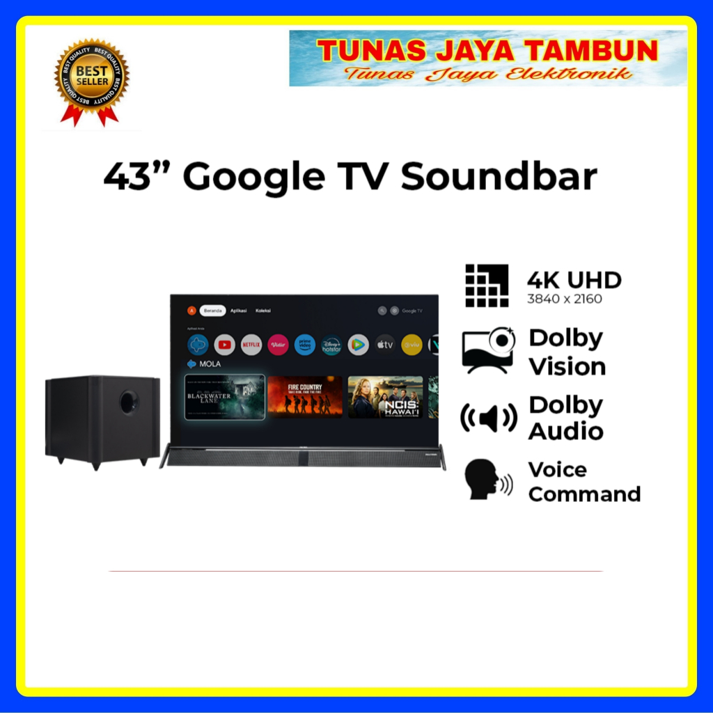 LED POLYTRON 43BUG5058 / LED POLYTRON 43 INCH GOOGLE TV / POLYTRON LED TV 43 INCH GOOGLE TV SOUNDBAR