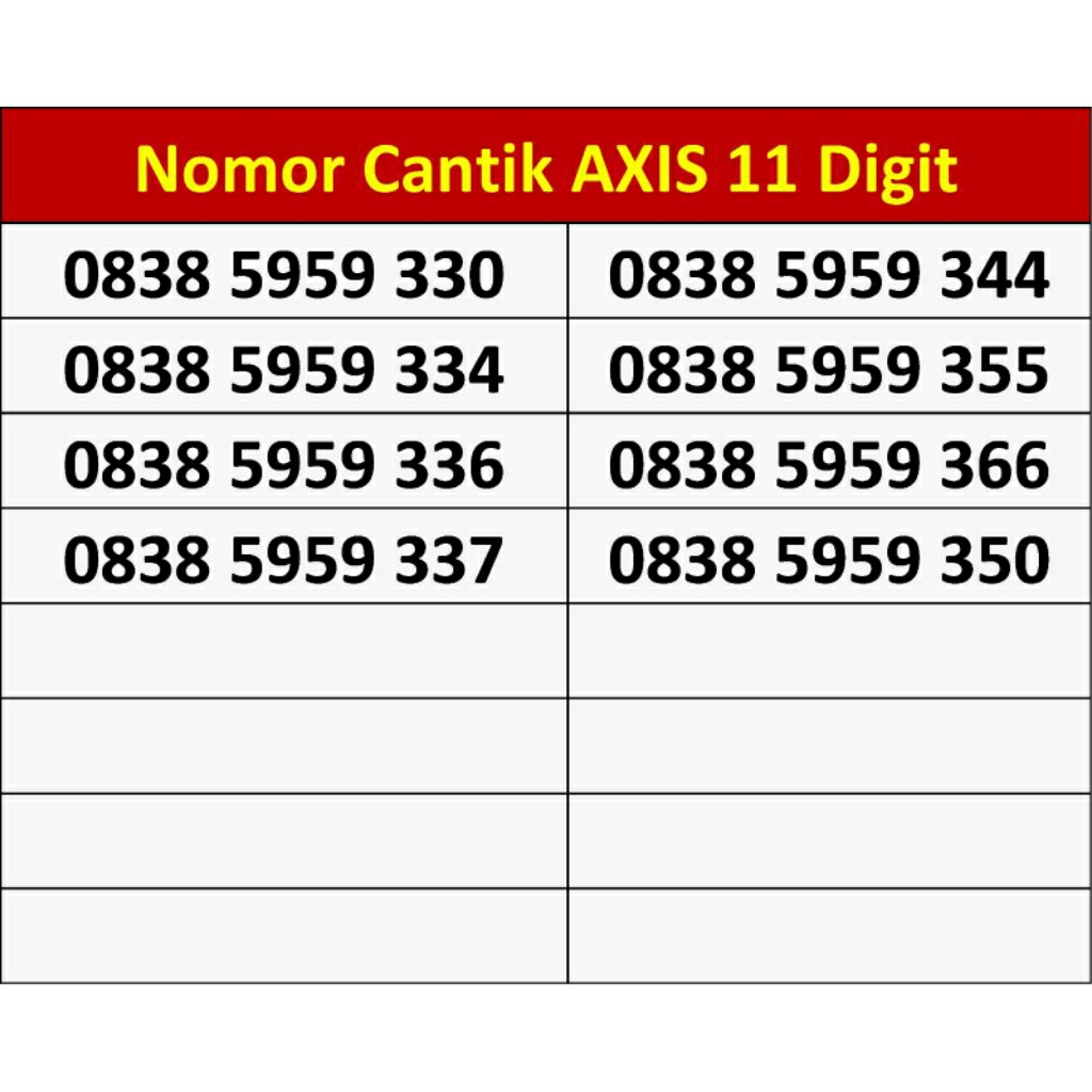 PROMO Kartu Axis Nomor Cantik 11 Digit 5959