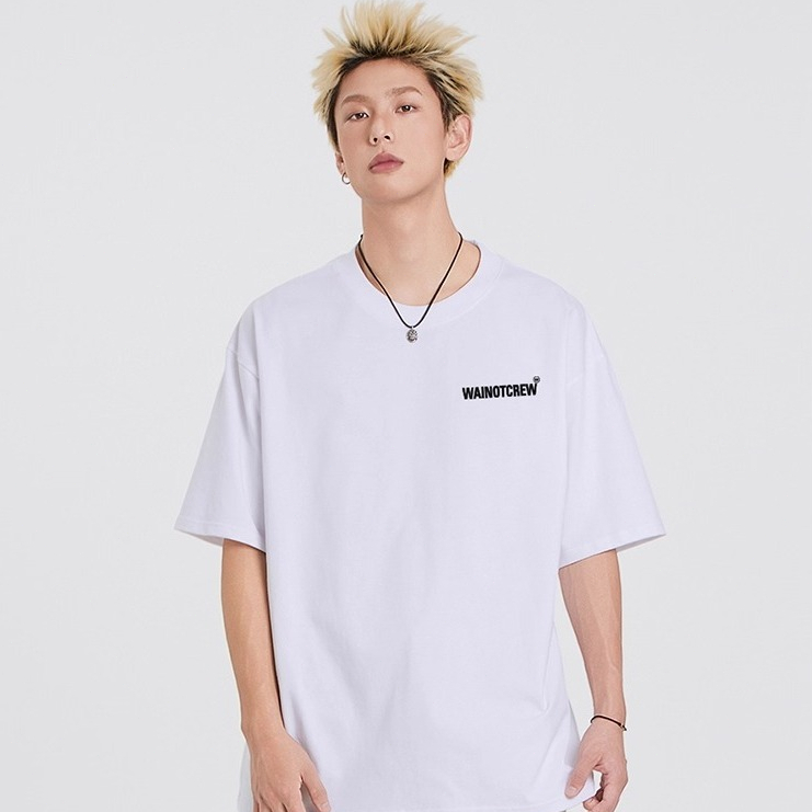 Kaos lengan pendek pasangan (couple) dengan bahan katun murni tebal 300g, cetakan huruf sederhana, k