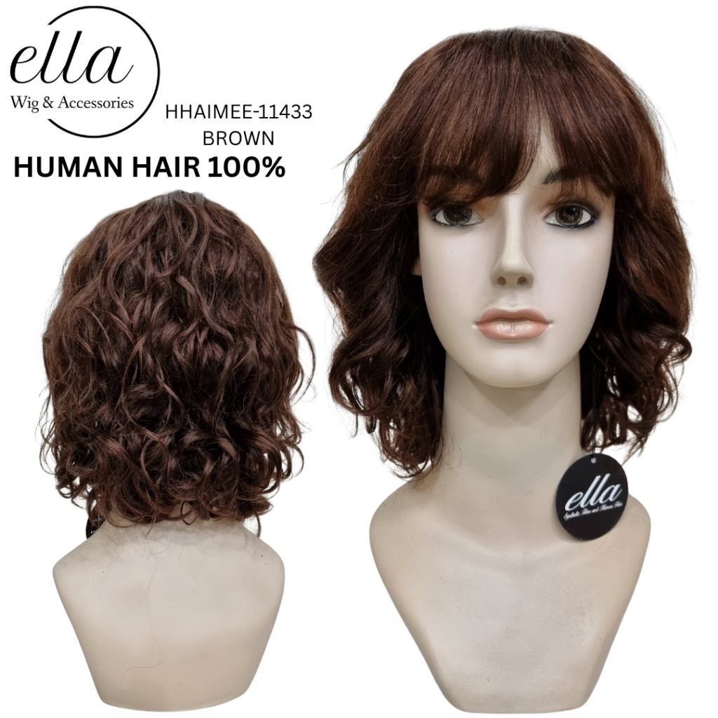 WIG HUMAN HAIR 100% RAMBUT ASLI CURLY PENDEK ELLA HAIR HHAIMEE-113W TERSEDIA 3WARNA BERBEDA