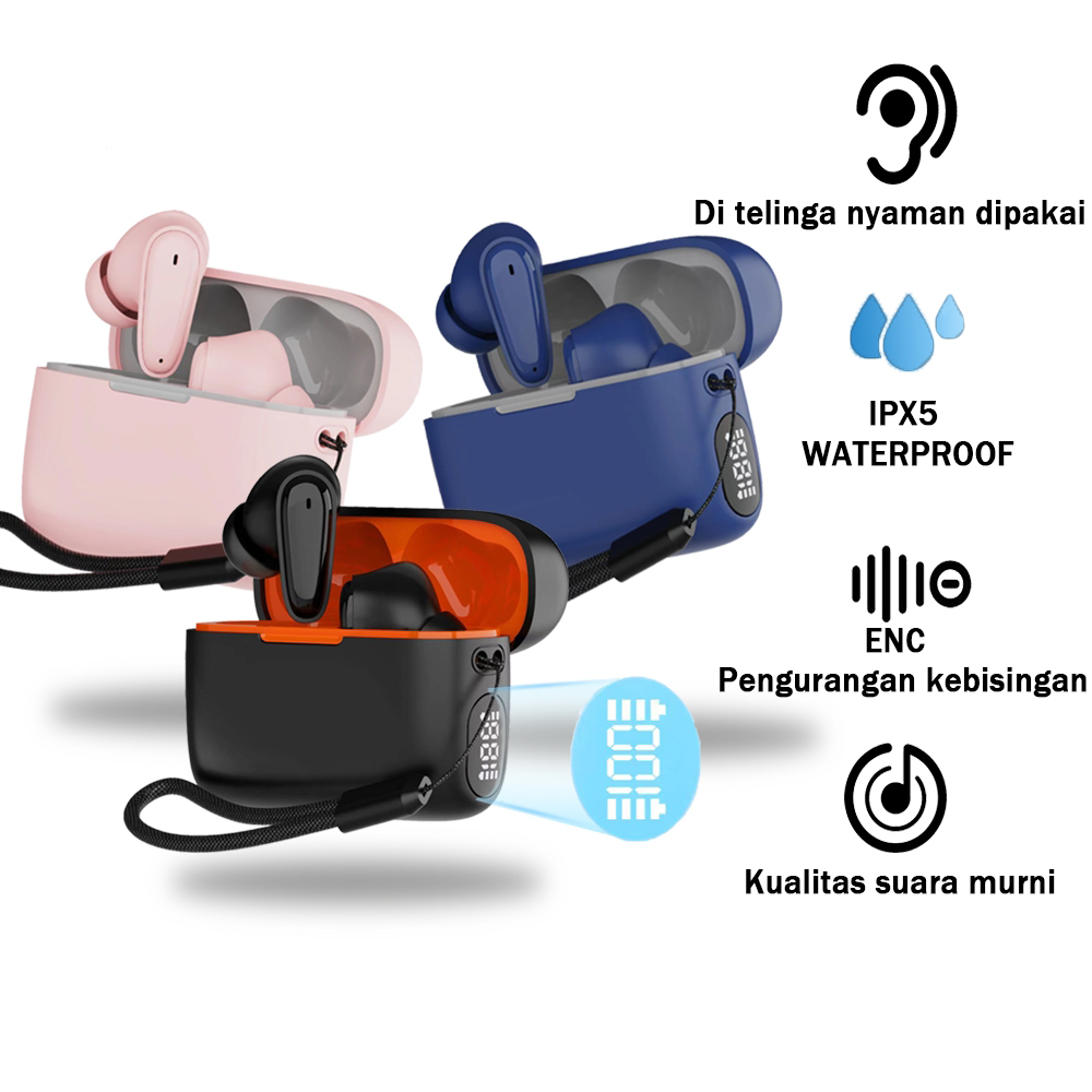 Vidichi F09 Noise Reduction Headset Bluetooth Bass TWS Bluetooth Earphone Bluetooth 5.3 IPX5 Waterpr