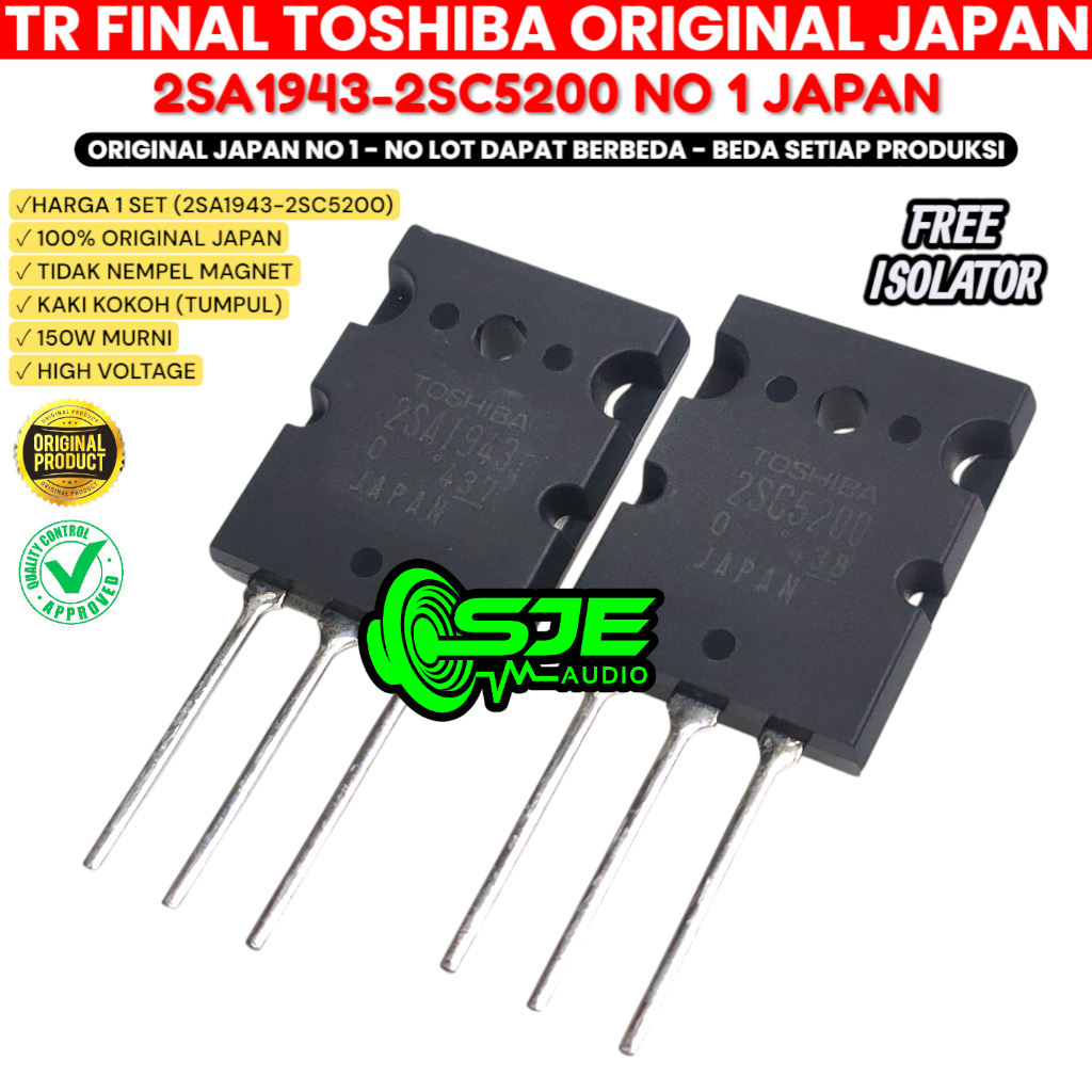 TRANSISTOR TOSHIBA 2SC5200 - 2SA1943 TR TOSHIBA 2SC 5200 2SA 1493 - A1943 C5200 TR POWER AMPLIFIER B