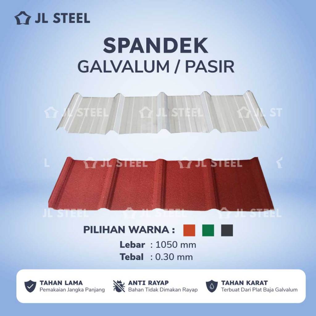 JLSTEEL Atap Spandek Polos / Pasir 0.30mm STD