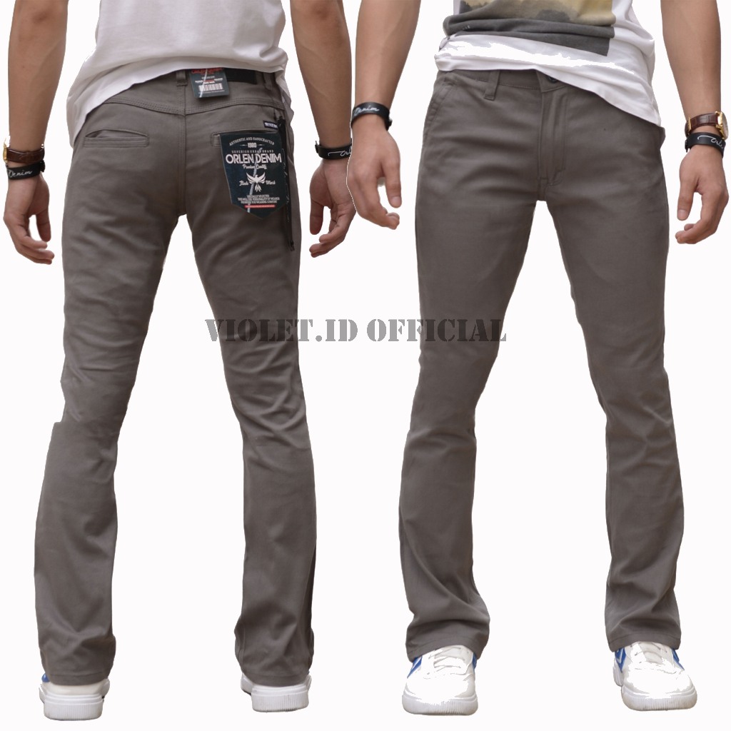 Celana Chino Cutbray Panjang Pria Bootcut Orlen Denim Semi Cutbray Katun Twill