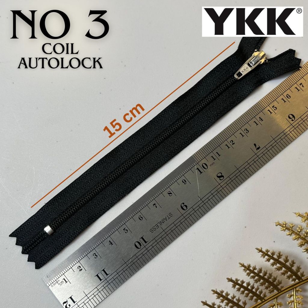 YKK Set 15 cm Resleting Celana Gigi Coil No 3 Kepala Autolock