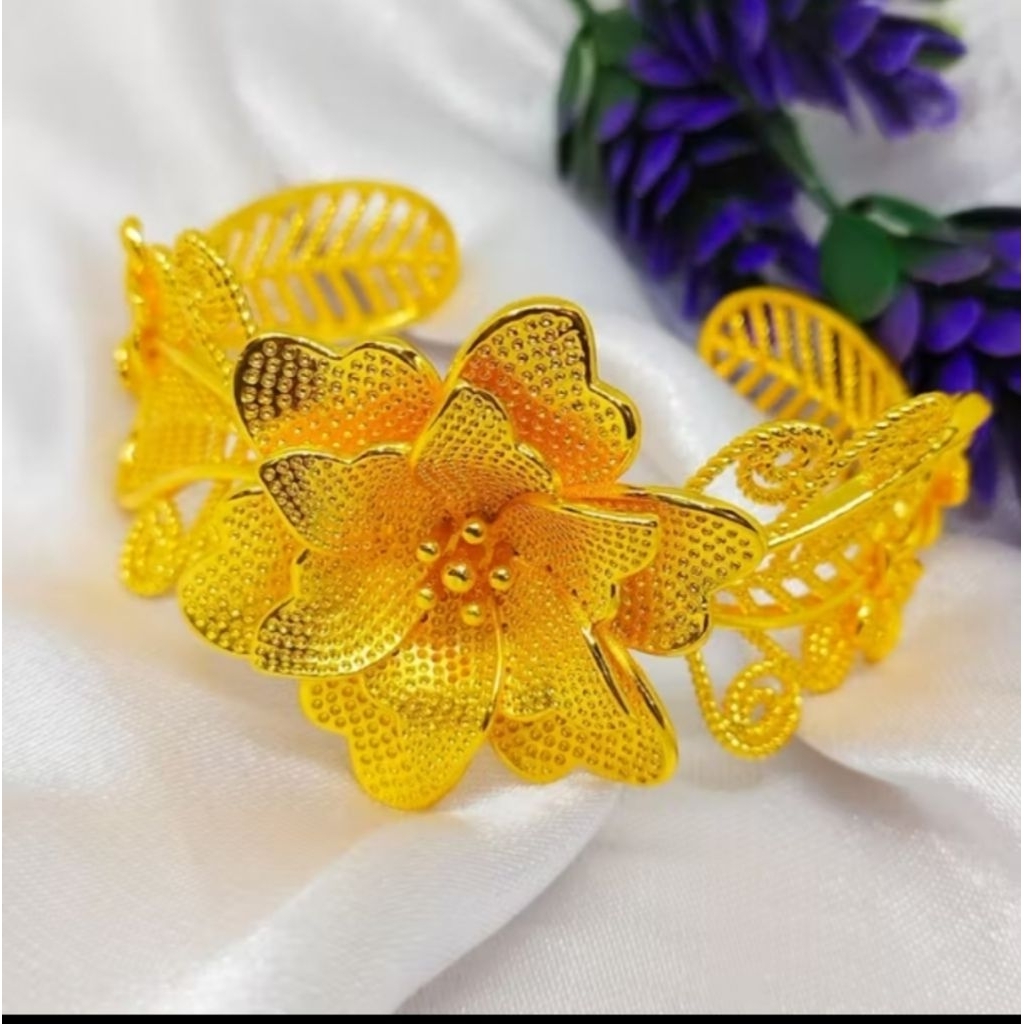 gelang tangan keroncong lapis emas 24k gold xuping bunga bangle anti karat