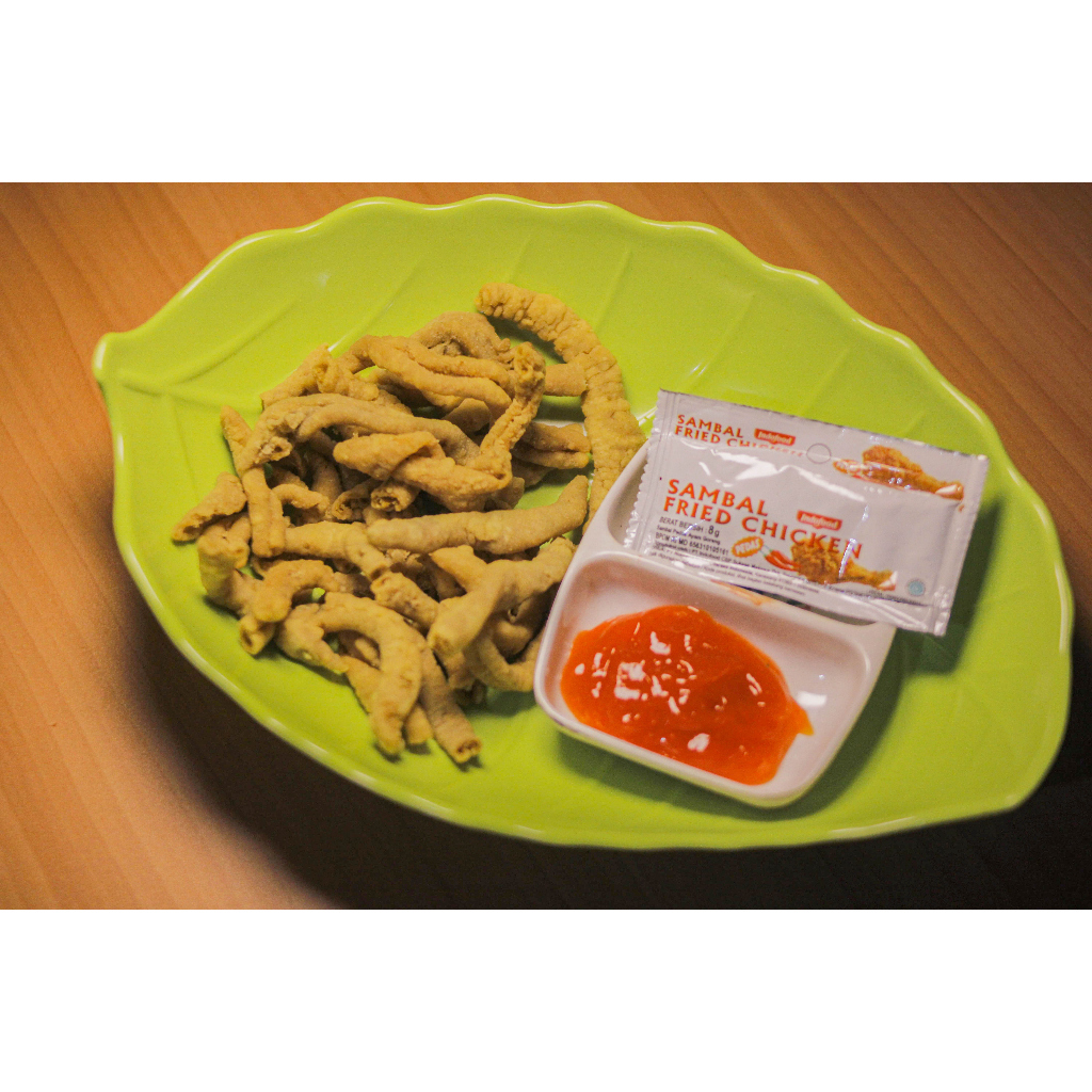 

Keripik Usus Original dengan Sambel Sachet. Kemasan 500gr, 250gr, 100gr.