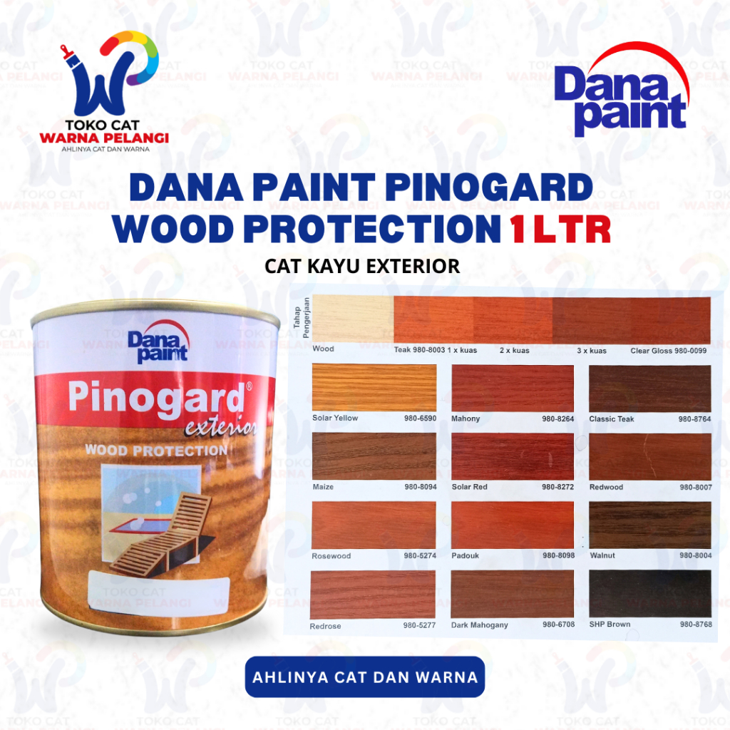 Cat Exterior DANA PAINT PINOGARD WOOD PROTECTION 1 Ltr | Cat Plitur Kayu Luar Bagus Berkualitas Pino
