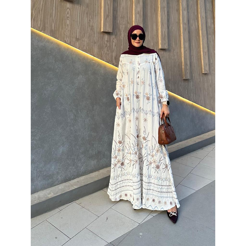 Gamis Katun Bordir By Mozz | lyra Bordir By Mira Miwa