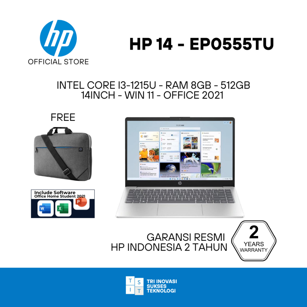 [ Official Store ] Laptop HP 14 Intel Core i3 1315U Ram 8GB SSD 512GB 14 FHD Windows 11 Office 2024