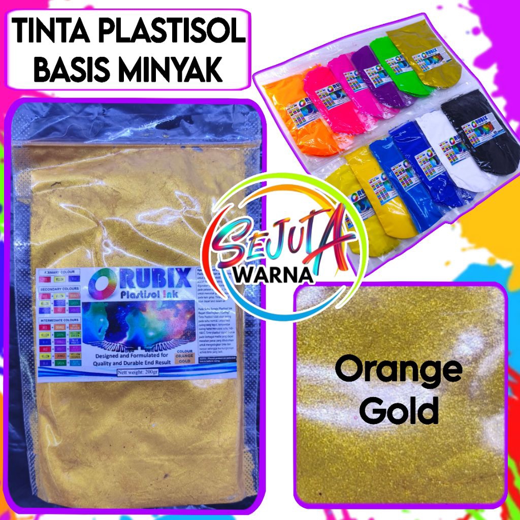 

TINTA PLASTISOL RUBIX ORANGE GOLD 200GR CAT SABLON KAOS