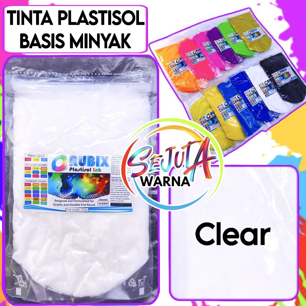 

TINTA PLASTISOL RUBIX CLEAR 200GR CAT SABLON KAOS