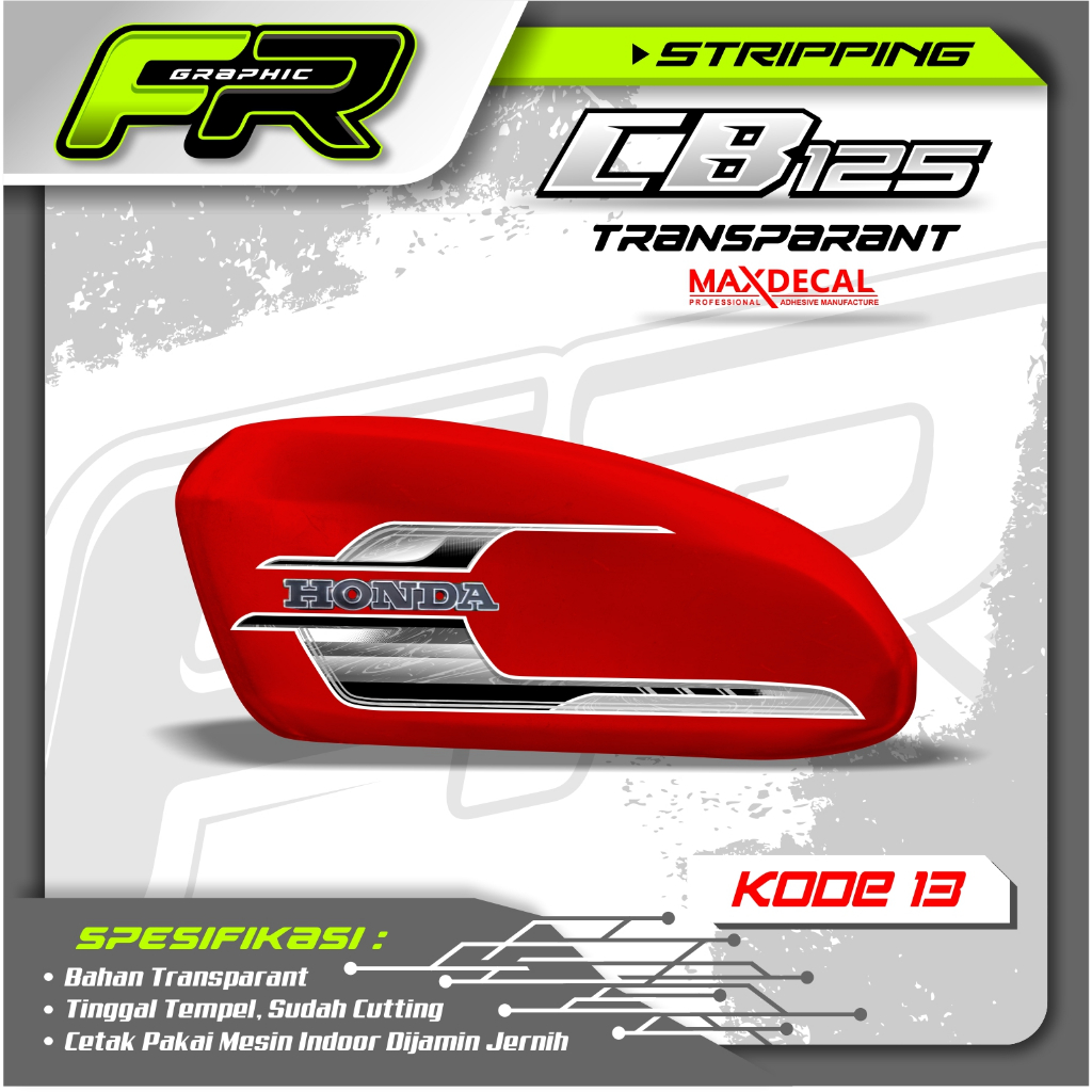 STIKER TANGKI CB POLOS CB BATIK STRIPING CB 125 CB 100 CB GLATIK  KODE 13