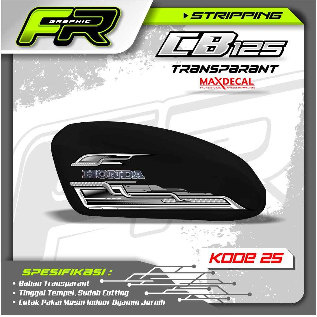STIKER TANGKI CB POLOS CB BATIK STRIPING CB 125 CB 100 CB GLATIK  KODE 25