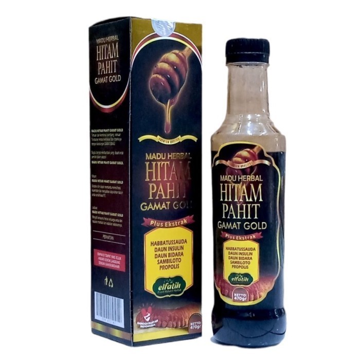 

Madu Hitam Pahit el fatih Original Untuk Penderita Asam Urat dan Kolesterol 470gr plus gamat