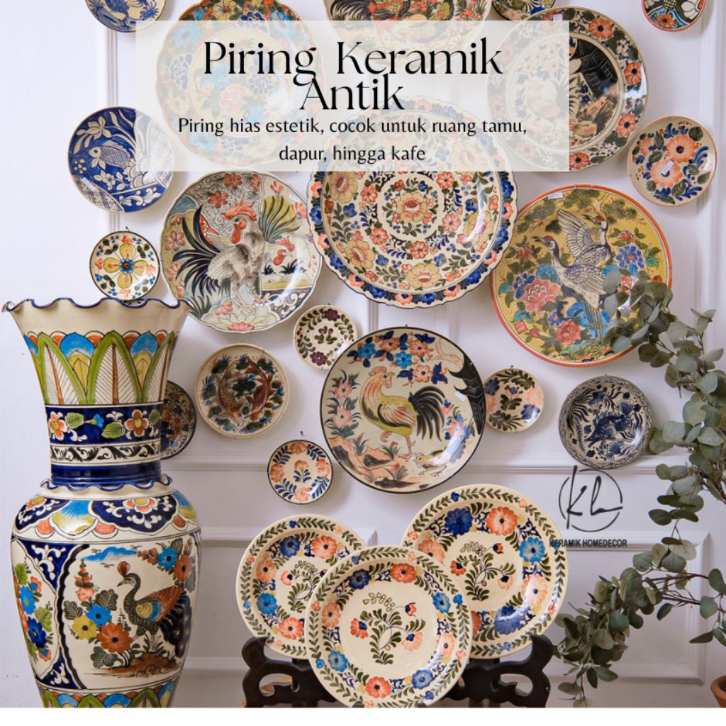 PAJANGAN PIRING KERAMIK HIAS CANTIK ANTIK ESTETIK HOMEDEKOR GAYA KLASIK