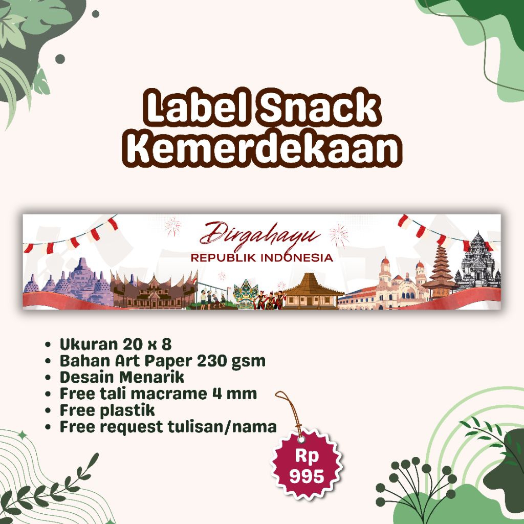 

Tas Label Jajan Snack Kemerdekaan 20x30 Free Tali dan Plastik