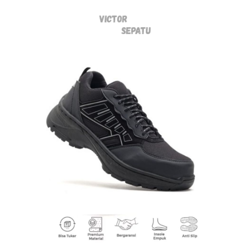 Victor Thuram Hitam Sepatu Boots Pria Safety / Sepatu Safety Pria