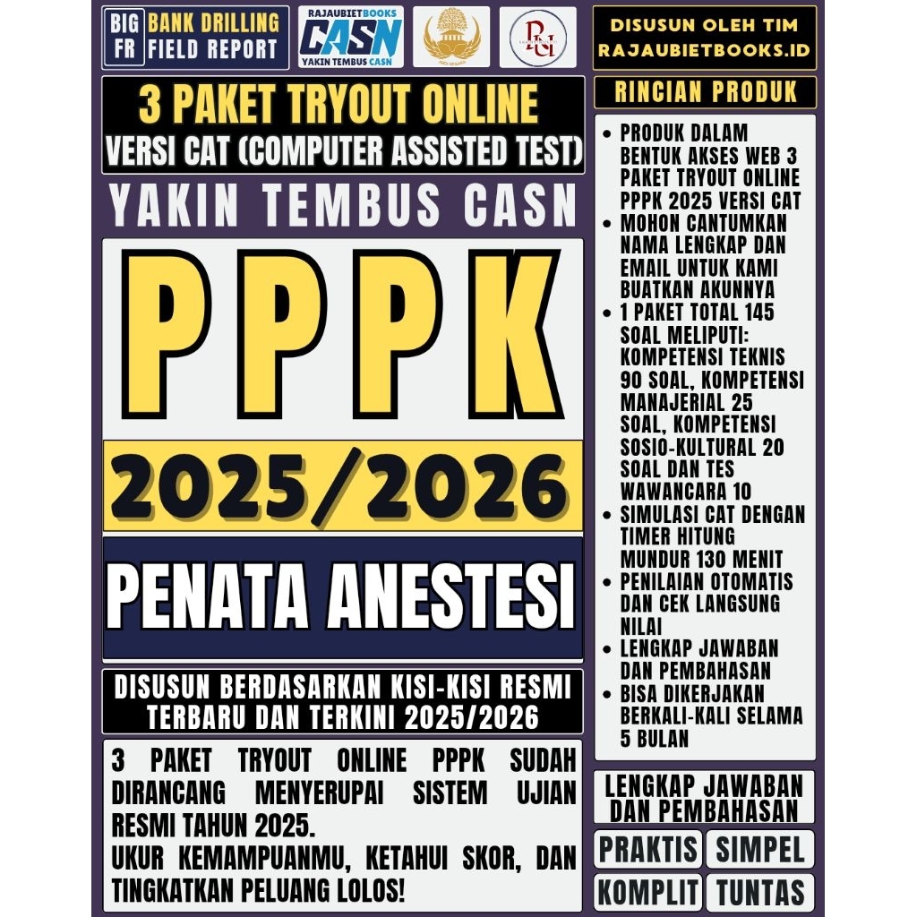 LATIHAN SOAL TRYOUT ONLINE PPPK PENATA ANESTESI DAN SIMULASI UJIAN RESMI PPPK PENATA ANESTESI 2025
