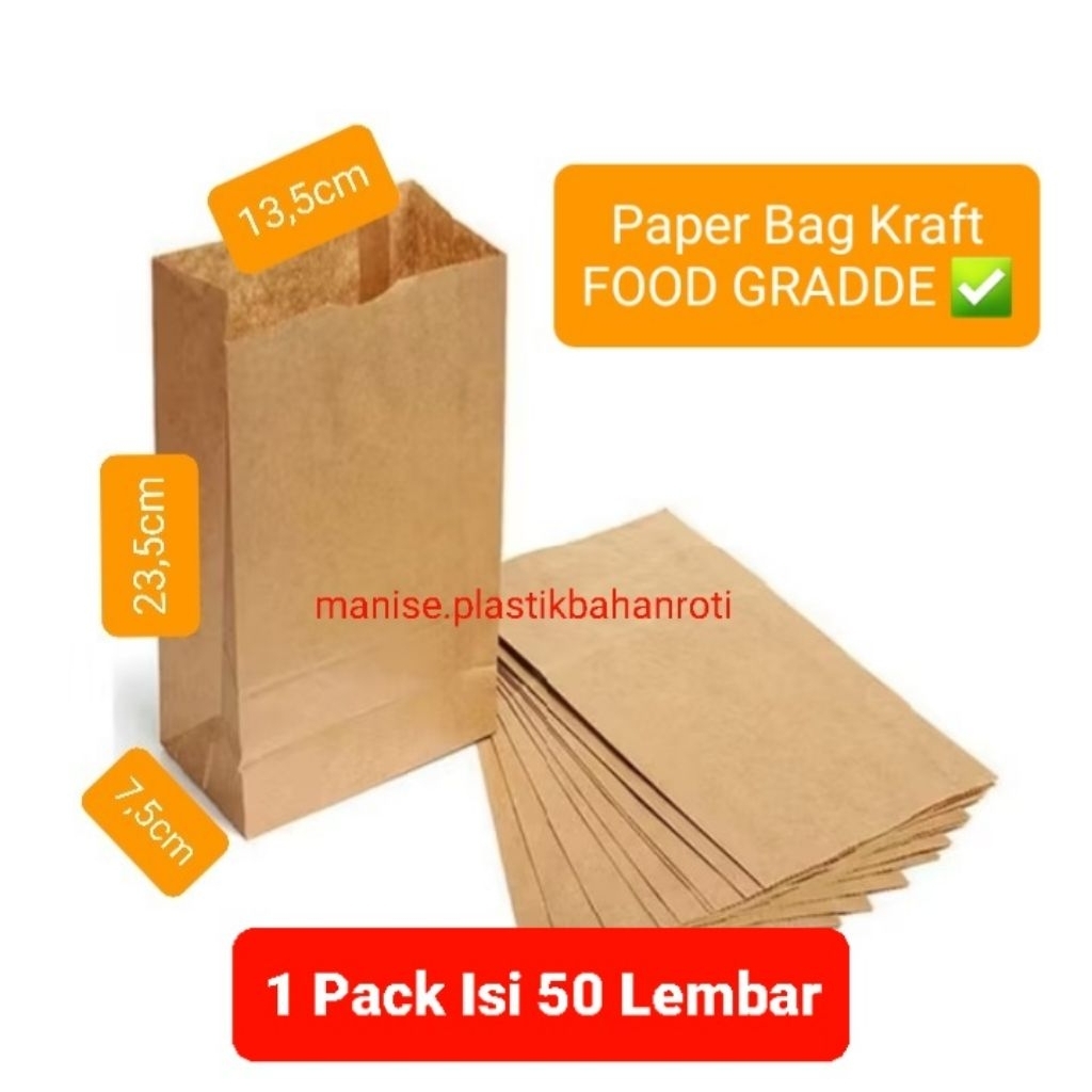 

Kantong Kertas Makanan Kemasan Paper Bag Kraft Coklat Paper Bag Roti Kentang Fried Chicken