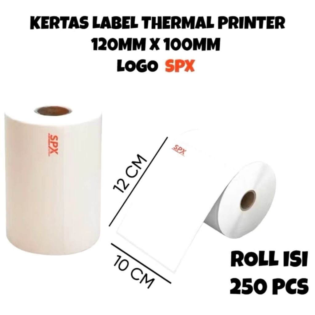 

kertas resi thermal label barcode logo SPX 120x100 mm isi 250 lembar / resi thermal / barcode sticker