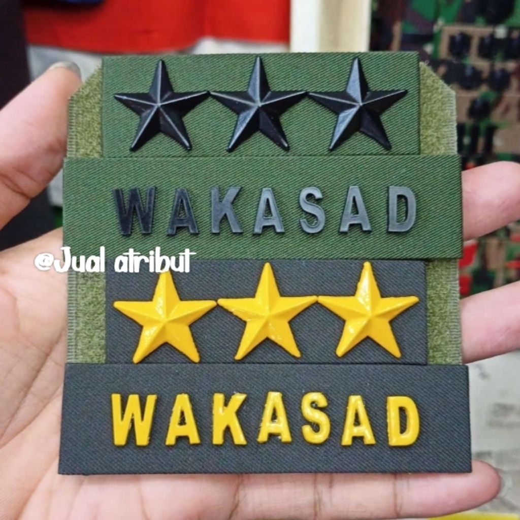 Pangkat Topi Komando PDH/PDL TNI AD/ AL/ AU Bintang 3 tiga Logam,Papan Nama Topi akrilik timbul Excl