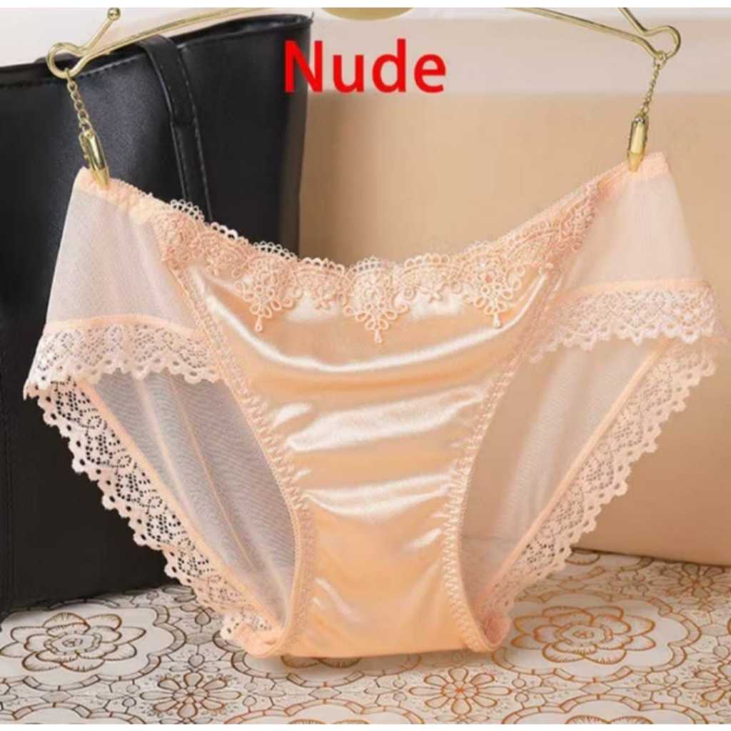 CELANA DALAM WANITA RENDA SUTRA SATIN SEMI TRANSPARAN LICIN