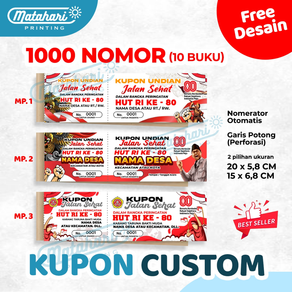 

kupon undian custom / kupon jalan sehat - 1000 nomor