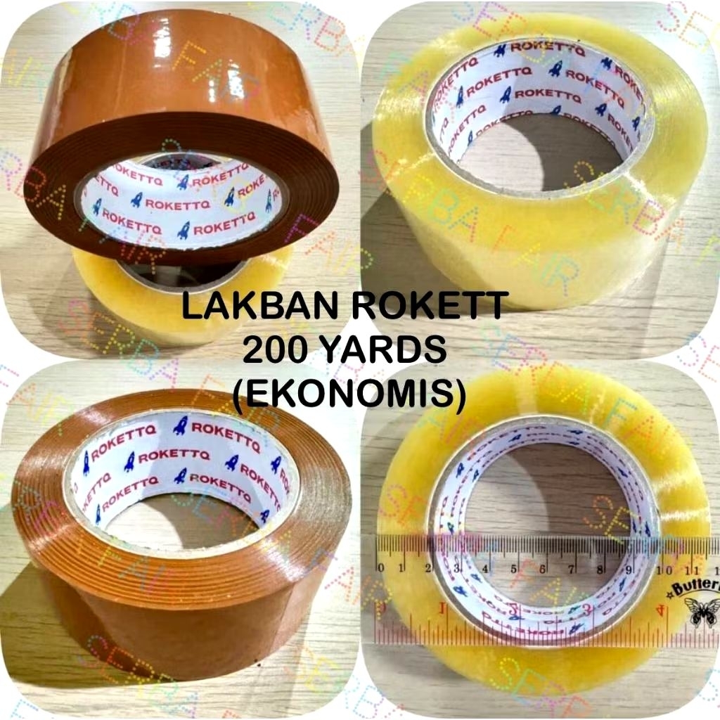 

Lakban Bening / Coklat ROKETT 2 Inch (45mm) x 200 Yards Ecos BC TOP TERMURAH
