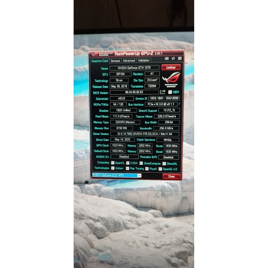 Asus Rog Strix GTX 1070 8 GB