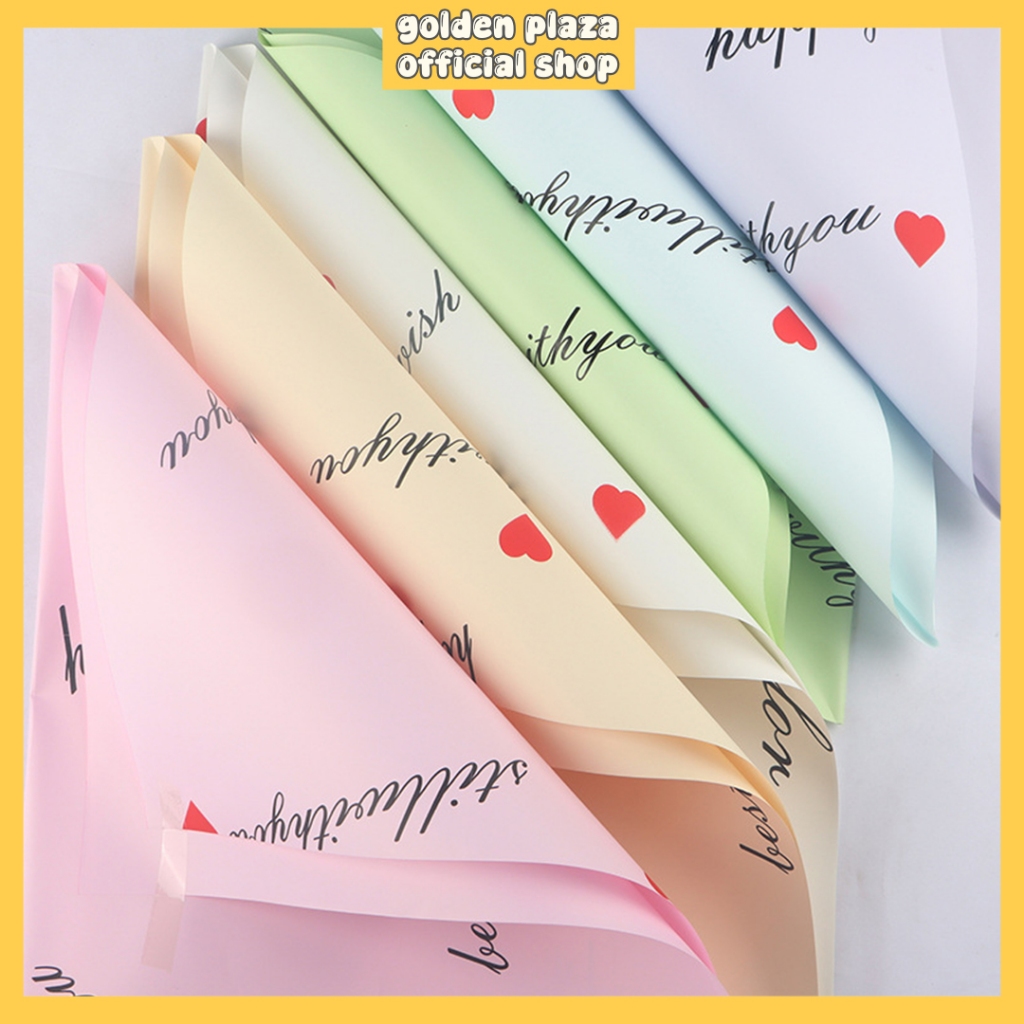

Kertas Buket Bunga Flower Wrapping Happily Love Flowers Cellophane Solid Warna KB6166