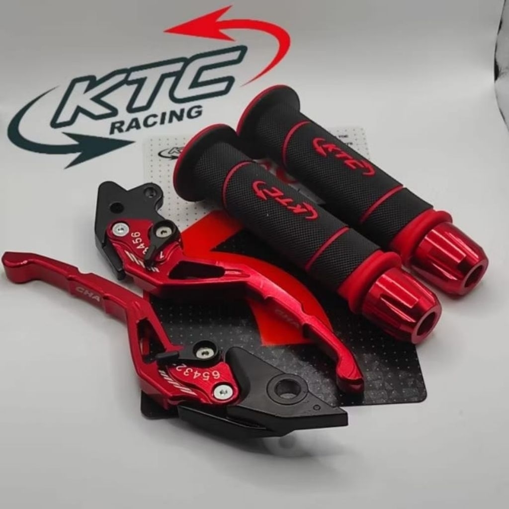 Handgrip KTC Original HG55 + Jalu Stang CNC + Handle Rem Stelan CNC  Handgrip Motor Nmax Aerox Handg