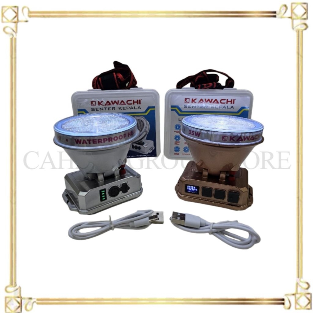 Head Lamps / Senter Kepala Kawachi 25watt / 35watt / Update Versi Baru / Indikator Baterai / Led Sup