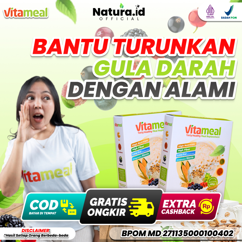 

VITAMEAL Sereal Multigrain Bantu Turunkan Gula Darah Tinggi Diabetes Kolesterol Meal Replacement Ori