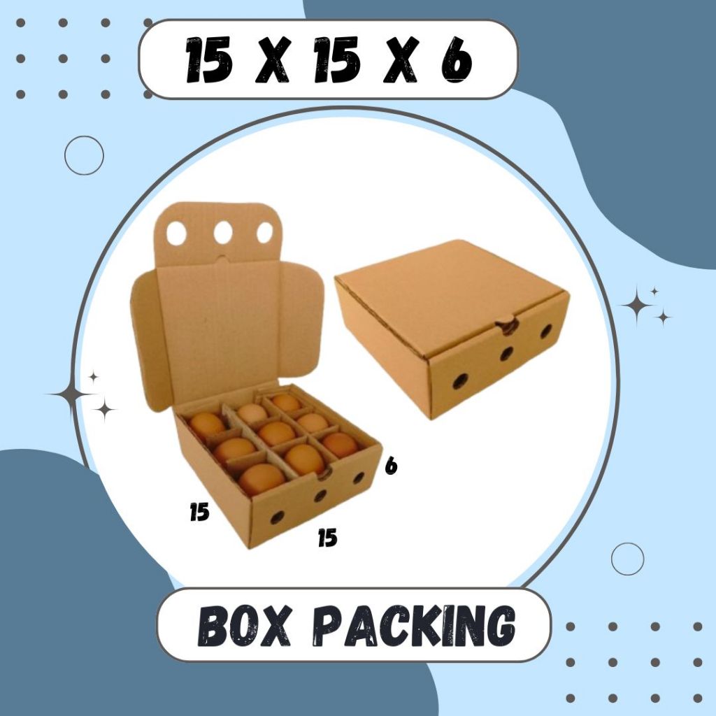 

Box 15x15x6 LD Kardus Telur isi 9 Packing Dus Telur Asin Kotak Kemasan Tray Endog Endok Kardus Balap