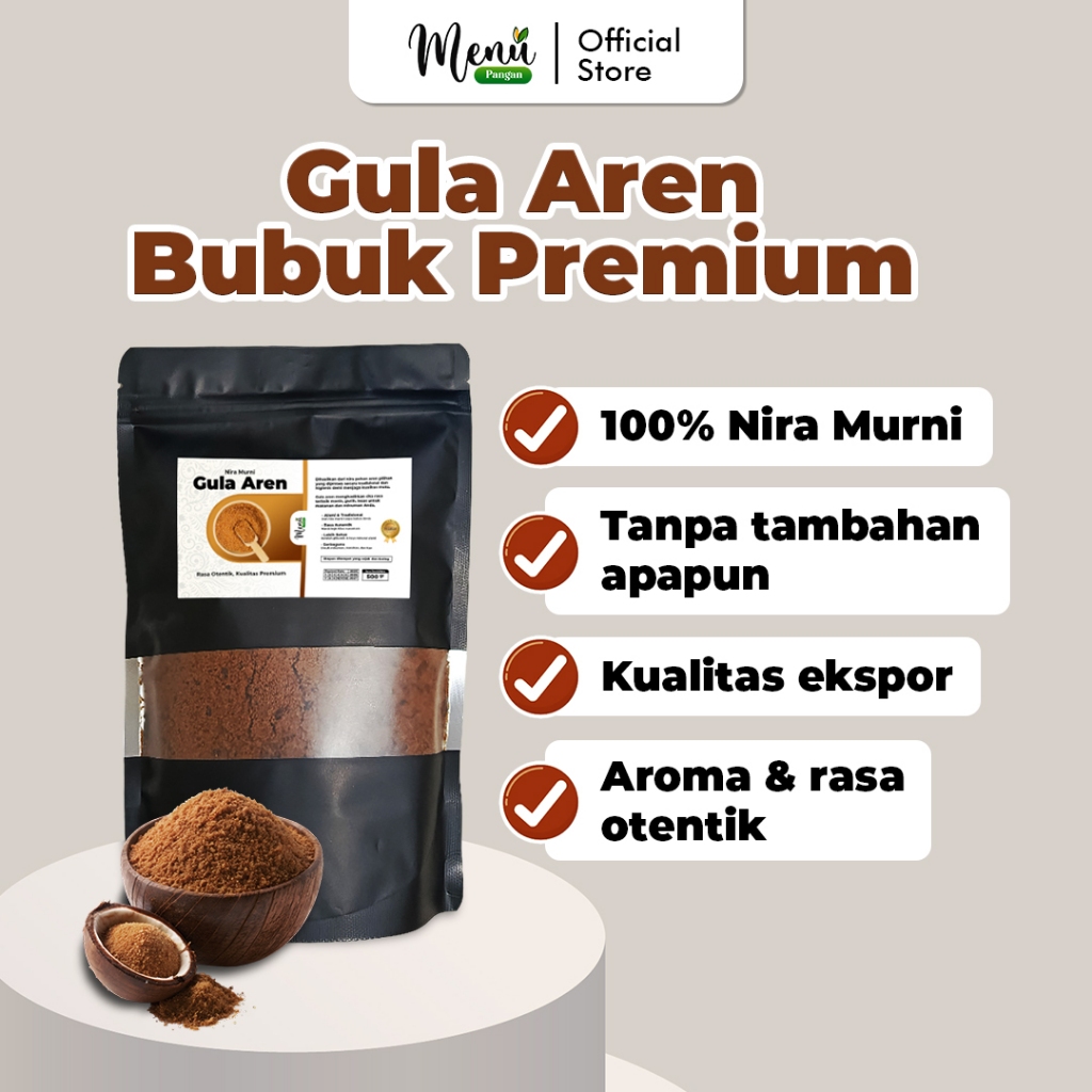 

Gula AREN Bubuk Premium Kering Halus 100% Asli Tanpa Campuran | Gula Semut Palem Brown Sugar 500gr