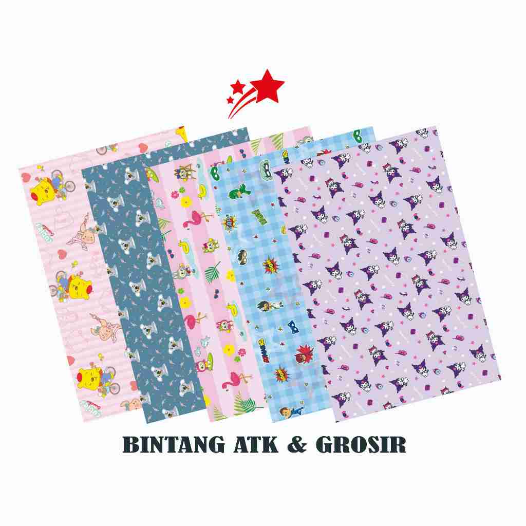 

Kertas Kado BINTANG (1Set isi 10Lmbr) / Kertas kado Motif Karakter Mix Y Cowo & Cewe