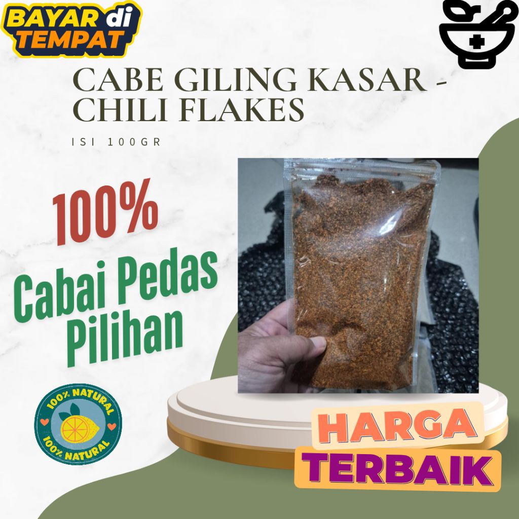 

Cabe Pedas Rawit Giling Kasar - Chili Flakes Original tanpa Campuran 100 gr