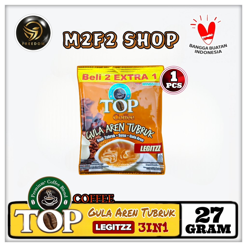 

Kopi TOP Gula Aren Tubruk 3in1 Legitzz | Kopi Bubuk Sachet - 27 gr (Kemasan Satuan)