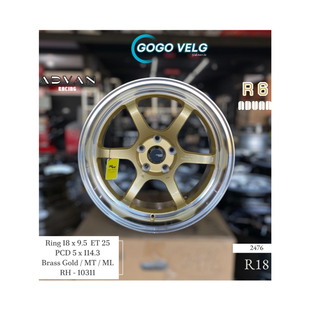 Velg Mobil R18 Advan RG PCD 5X114,3 Lebar 9,5 ET 25 Brass Gold INNOVA REBORN HRV BRV CRV Ring 18