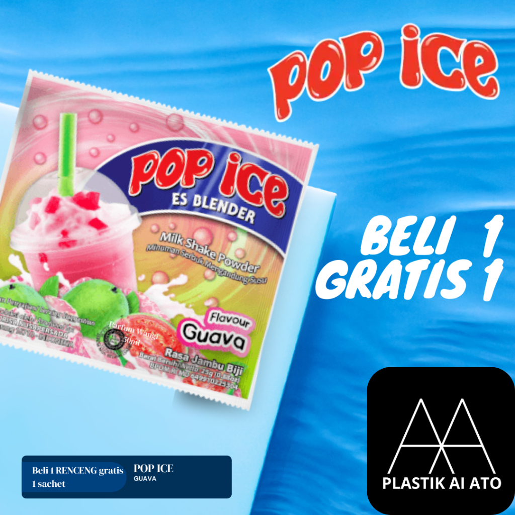 

Pop Ice Milk Shake PowderJAMBU 25 Gr 10 Pcs BONUS SEDOTAN 10 PCS + PLASTIK 10 PCS