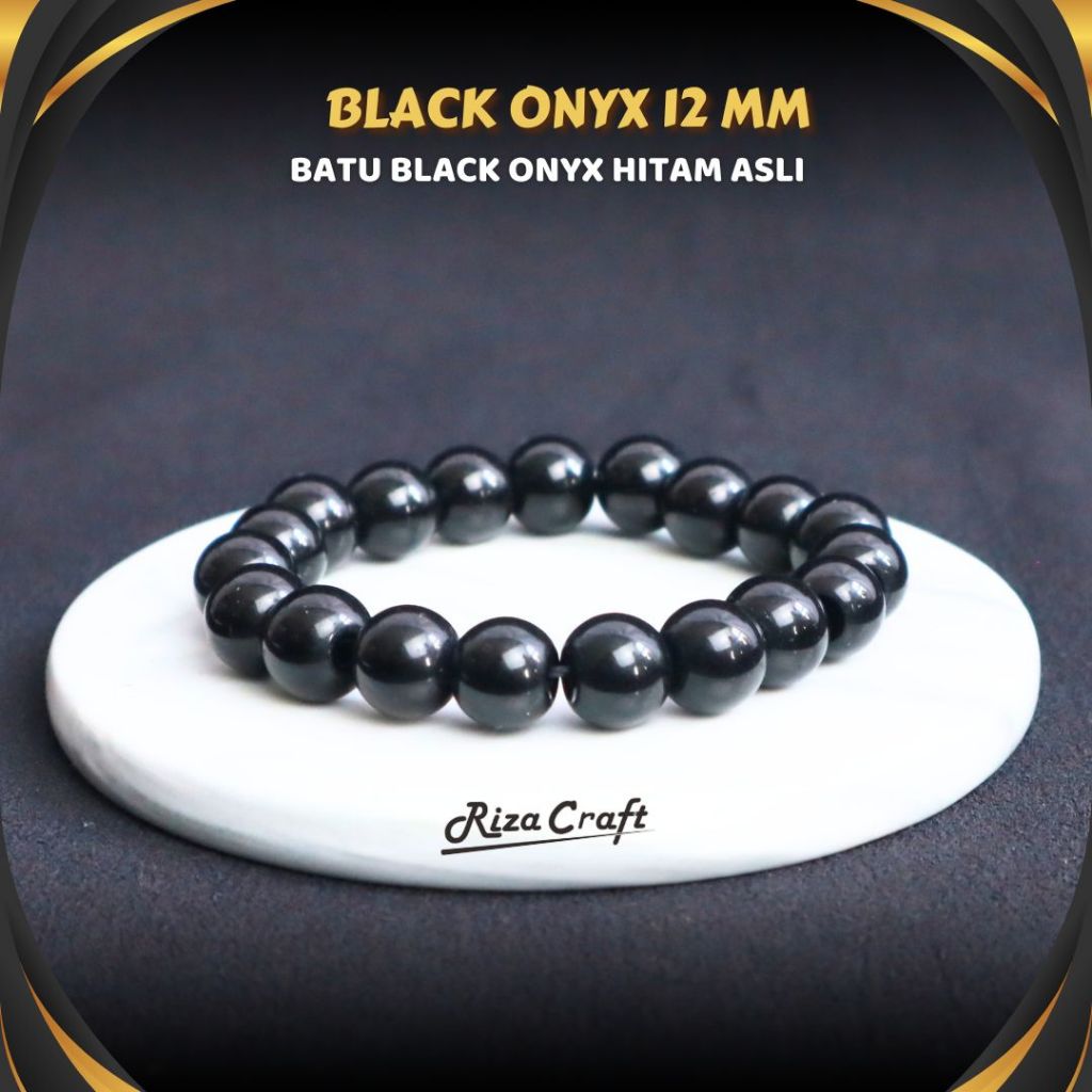 Gelang Batu Alam Natural Black Onyx Hitam ASLI Original Kalimantan untuk Pria Wanita Cowok Cewek by 